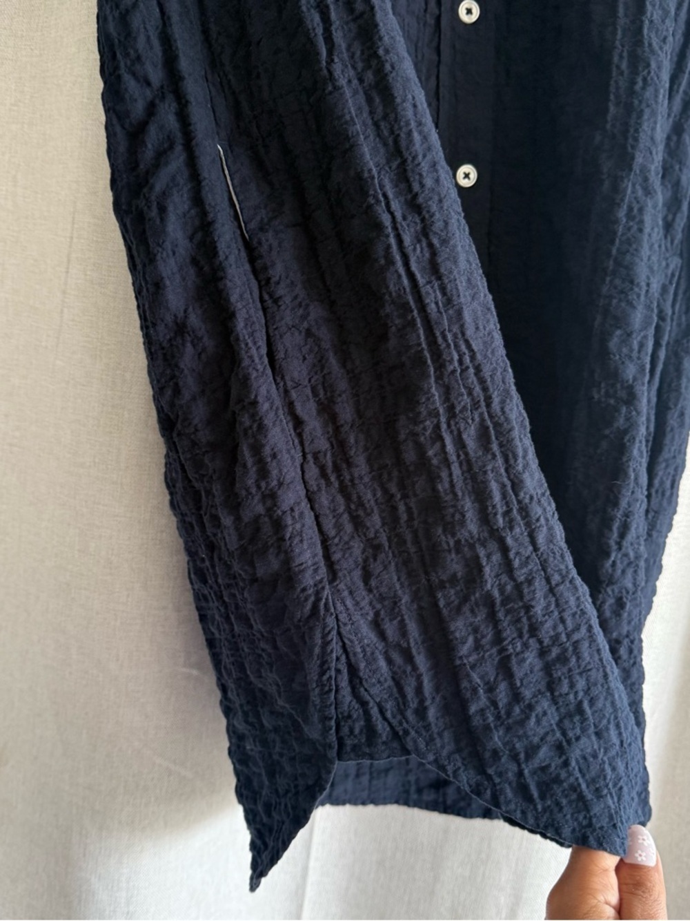 Abercrombie & Fitch Navy Crinkled Short-Sleeve Shirt Dress - Picture 2 of 6